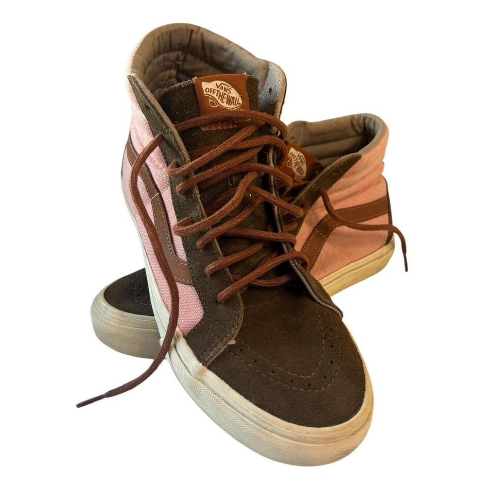 Vans Sk8-Hi Pink Brown Suede Canvas High Top Sneakers Women's 10.5 Men's 9